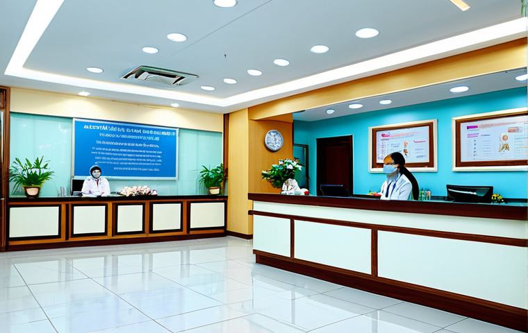 Modern Hospital Reception**
"A professional and welcoming hospital reception area in Vietnam, with friendly staff assisting patients, clean and modern design, informative signage in Vietnamese, fully clothed, appropriate content, safe for work, perfect anatomy, natural proportions, professional photography, high quality, bright and inviting atmosphere, family-friendly."
**