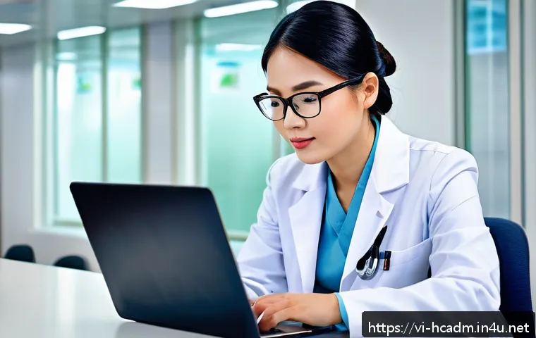 보건의료행정사 국제 자격증 연계 활용 - A professional healthcare administrator in a modern Vietnamese hospital office, dressed in smart bus...